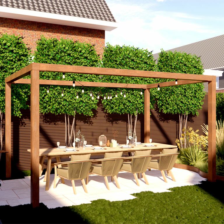 Pergola ze stali corten kwadratowa 424 x 300 cm