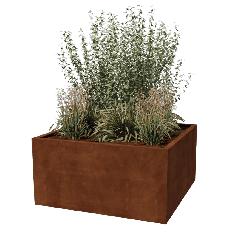 Spawana Donica ze stali corten Montana 120 x 120 x 60 cm