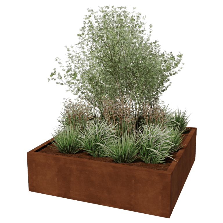 Spawana Donica ze stali corten Montana 140 x 140 x 40 cm