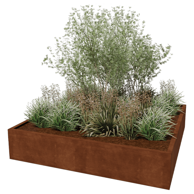 Spawana Donica ze stali corten Montana 200 x 200 x 40 cm