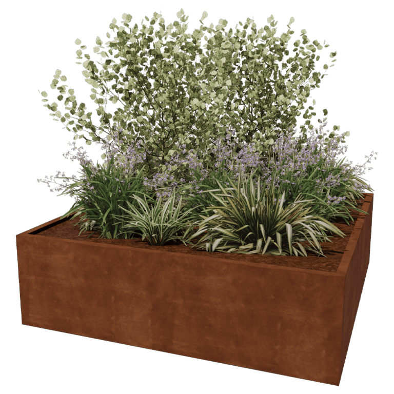 Spawana Donica ze stali corten Montana 200 x 200 x 60 cm