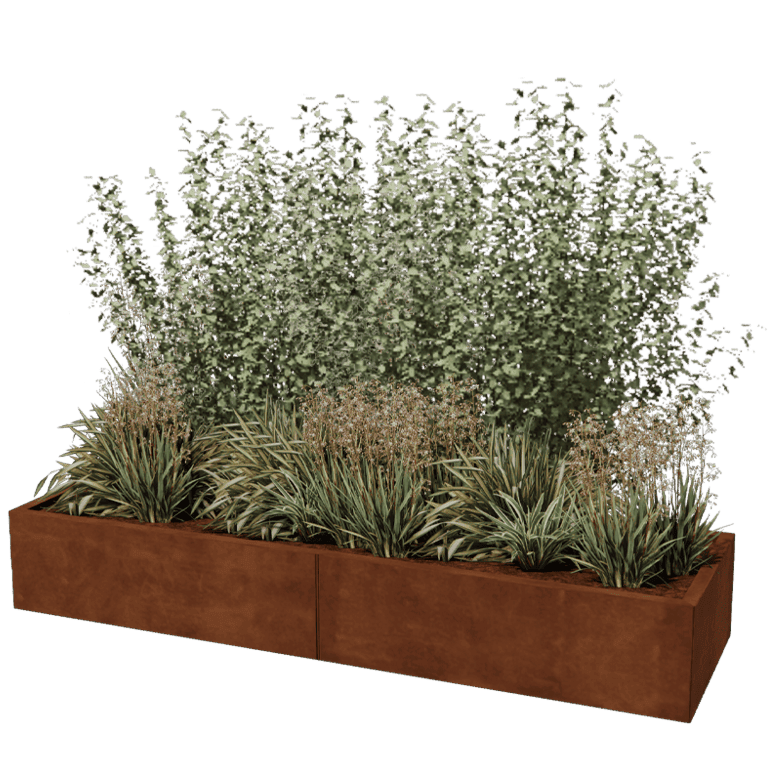 donica ze stali corten Texas xxl 200 x 60 cm
