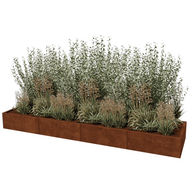 Donica ze stali corten Texas xxl 320 x 80 cm