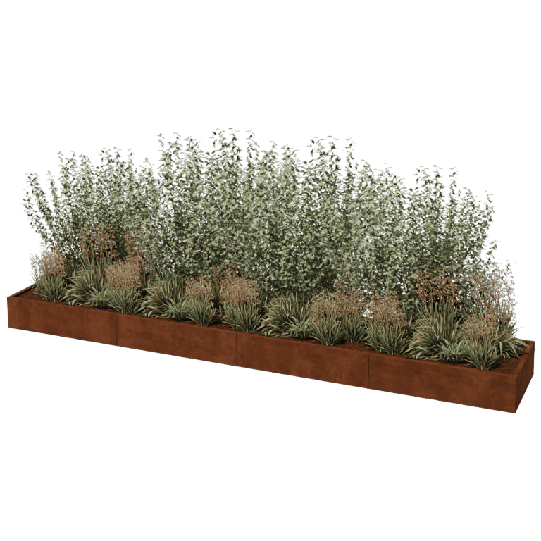 Donica ze stali corten Texas xxl 480 x 80 cm