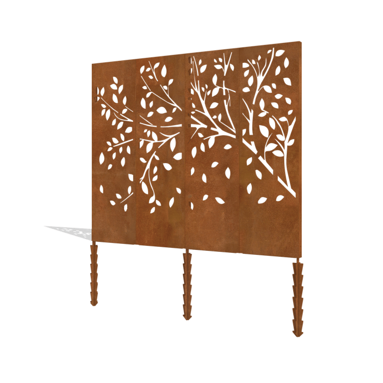 Panel drzewa ze stali kortenowskiej 240 x 6 x 190 cm