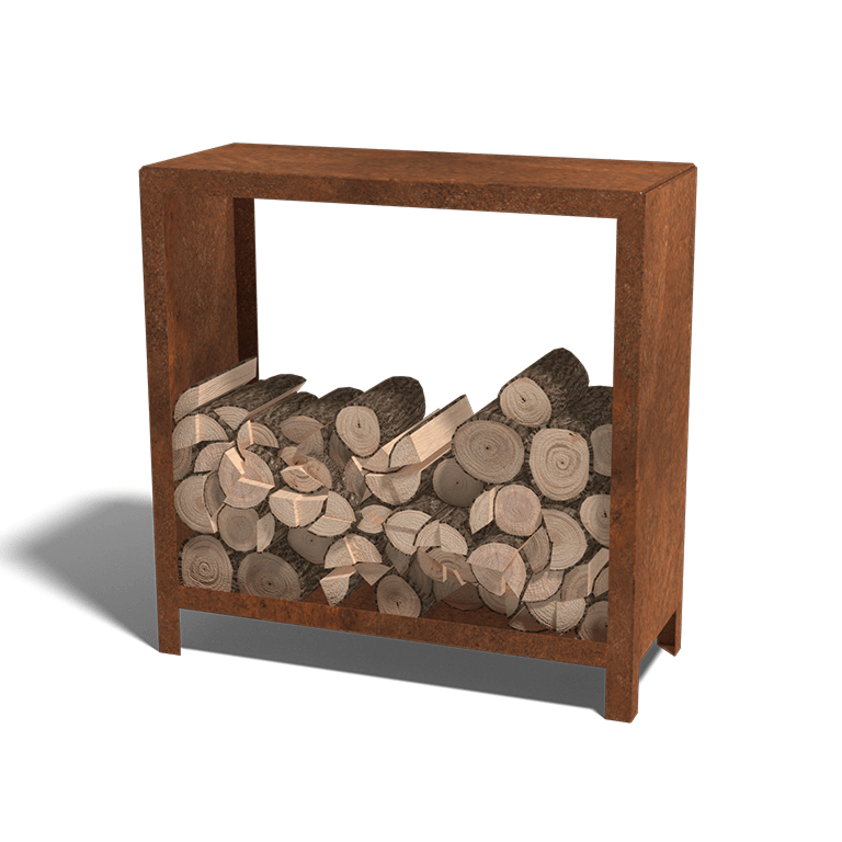 Schowek na drewno ze stali corten Indiana 100 x 100 x 40 cm