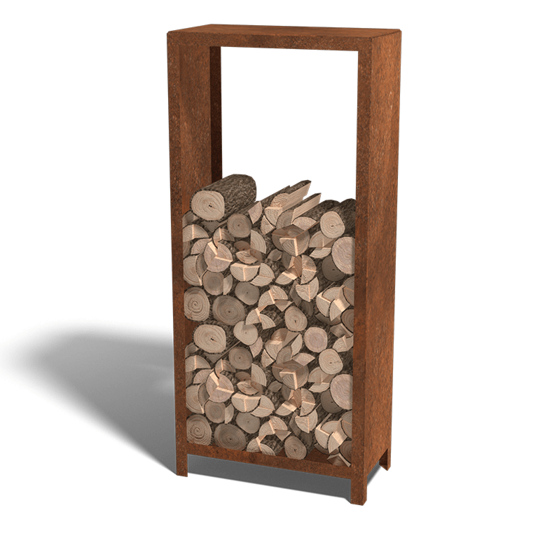 Schowek na drewno ze stali corten Indiana 180 x 80 x 40 cm