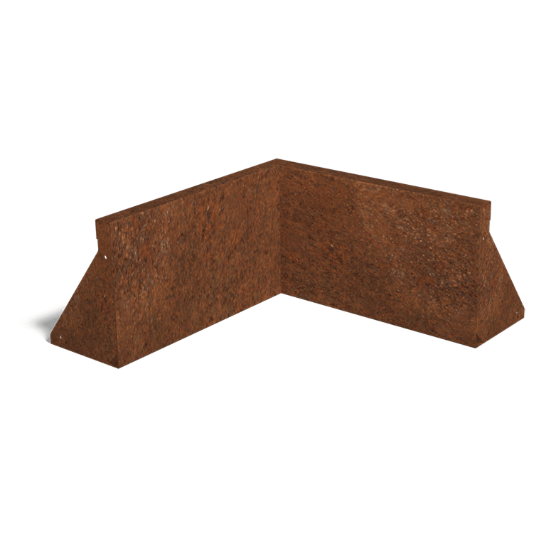 Narożnik wewnętrzny ściany oporowej ze stali corten 50 x 50 cm (wysokość 30 cm)
