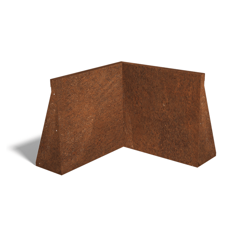 Narożnik wewnętrzny ściany oporowej ze stali corten 50 x 50 cm (wysokość 50 cm)