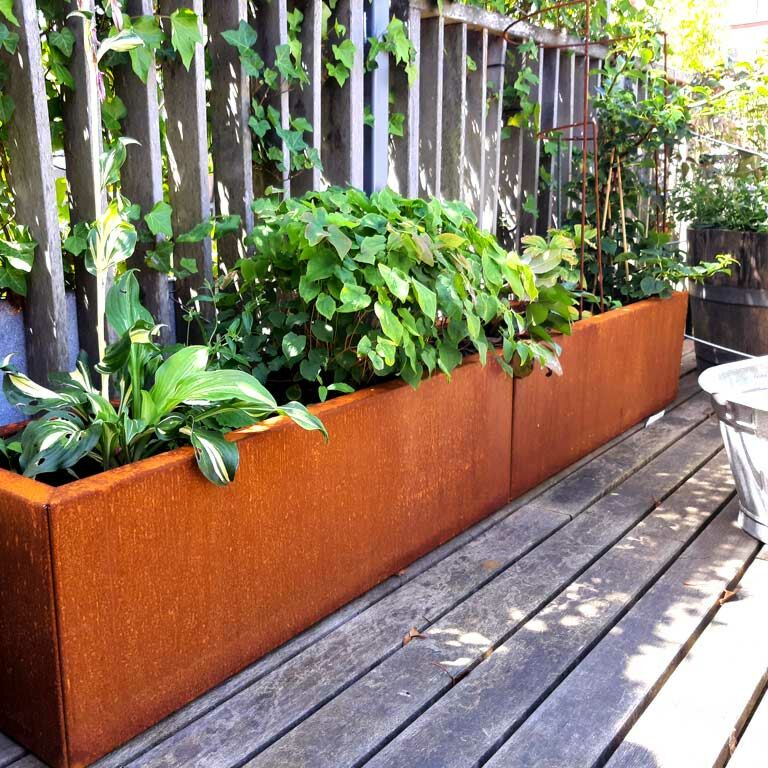 donica ze stali corten Texas xxl 200 x 30 cm