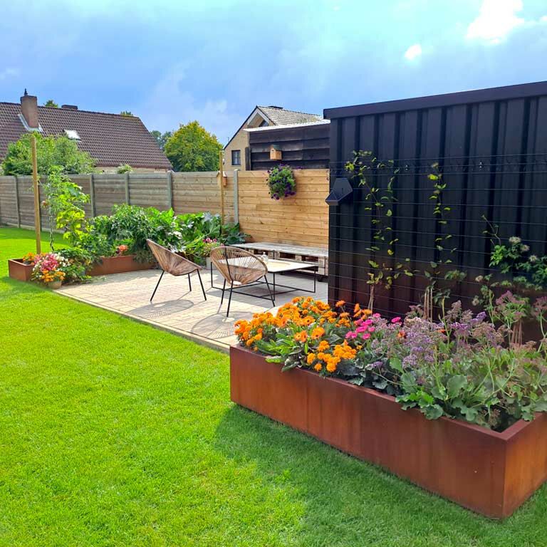 Donica ze stali corten Texas xxl 400 x 80 cm