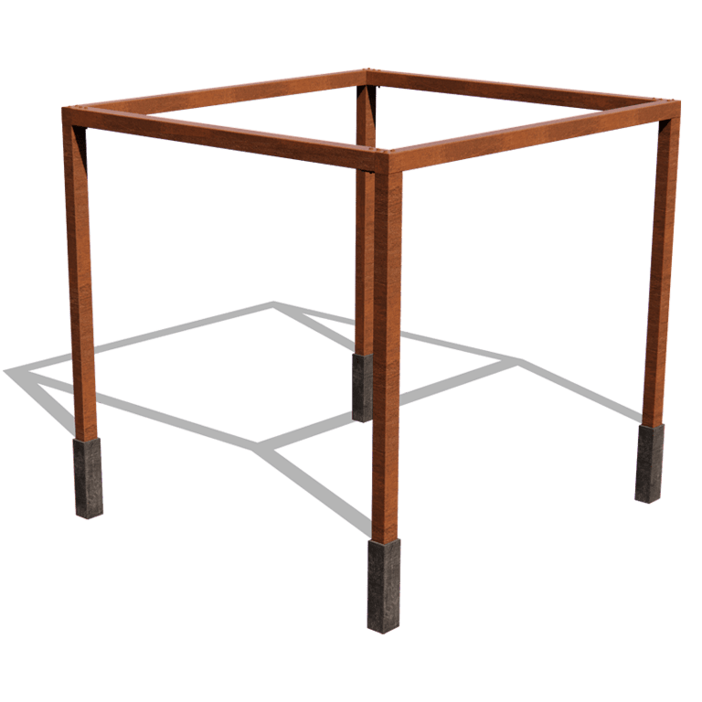 Pergola ze stali corten kwadratowa 324 x 300 cm