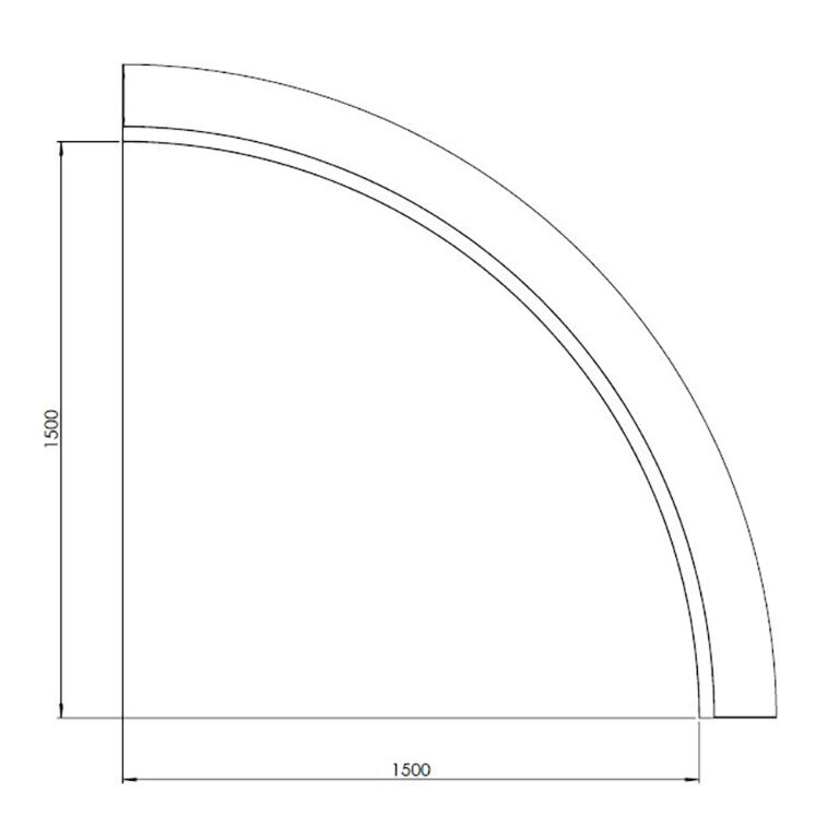 Łuk wewnętrzny ściany oporowej ze stali corten 150 x 150 cm (wysokość 30 cm)