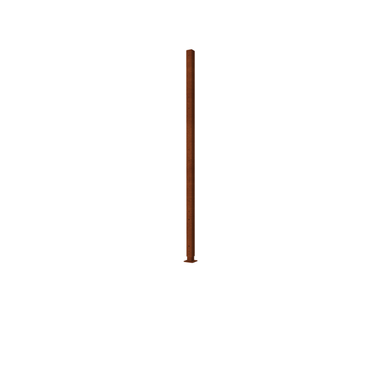 Ogrodzenie ze stali Corten H słupek końcowy z płaska stopka 190 x 6 x 6 cm