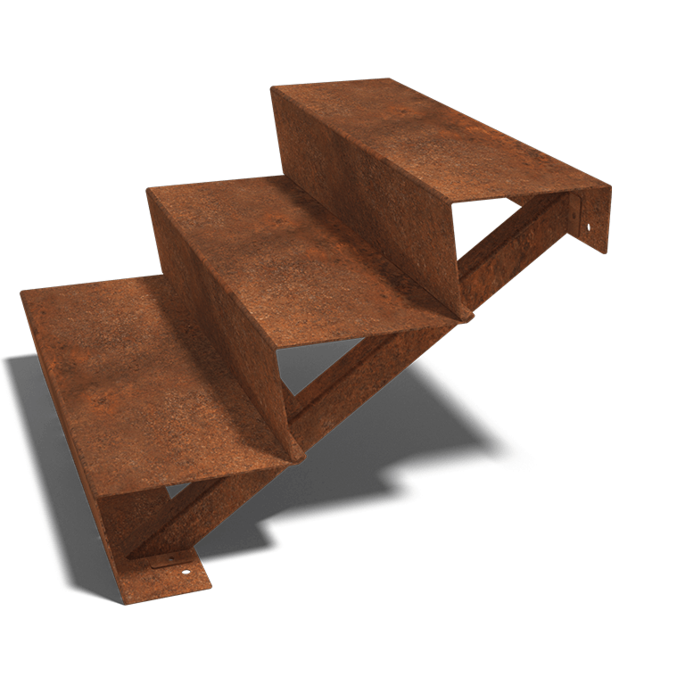 Schody ze stali corten New York 3 stopnie (szerokość 120 cm)