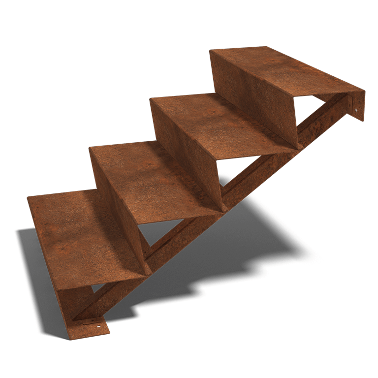 Schody ze stali corten New York 4 stopnie (szerokość 120 cm)