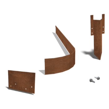 Zagięte obrzeże ogrodowe ze stali corten FLEX 13 cm kompletny zestaw na 15 metrów