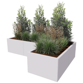 Stalowa donica - L-kształtne - 180 x 120 x 30 cm - RAL9005 matowy (czarny) - Bez płyty dolnej