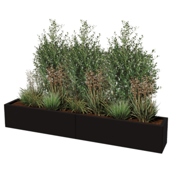 Stalowa donica XXL - Prostokątne - 200 x 30 x 60 cm - Inny kolor RAL - Z płytą dolną