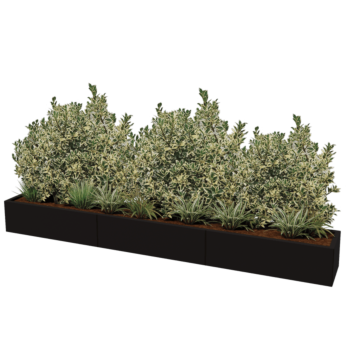 Stalowa donica XXL - Prostokątne - 300 x 40 x 40 cm - Inny kolor RAL - Bez płyty dolnej