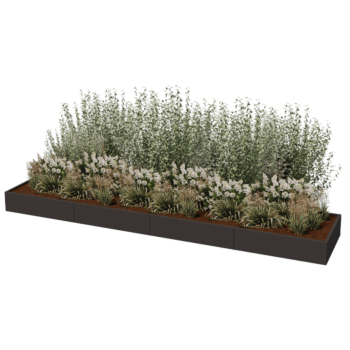 Stalowa donica XXL - Prostokątne - 480 x 100 x 40 cm - Inny kolor RAL - Z płytą dolną