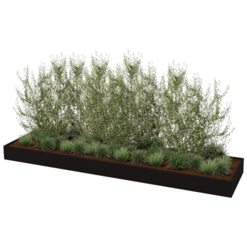 Stalowa donica XXL - Prostokątne - 480 x 120 x 30 cm - Inny kolor RAL - Z płytą dolną