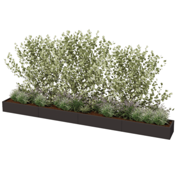 Stalowa donica XXL - Prostokątne - 480 x 50 x 30 cm - Inny kolor RAL - Z płytą dolną