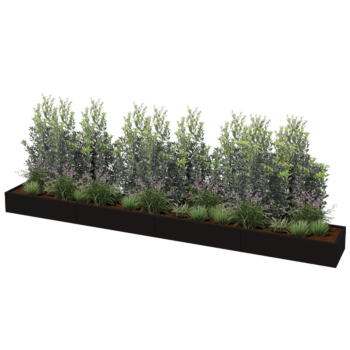 Stalowa donica XXL - Prostokątne - 480 x 60 x 80 cm - Inny kolor RAL - Z płytą dolną