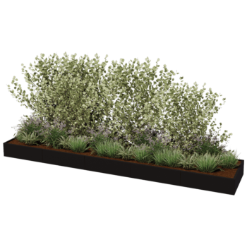Stalowa donica XXL - Prostokątne - 500 x 100 x 30 cm - Inny kolor RAL - Z płytą dolną