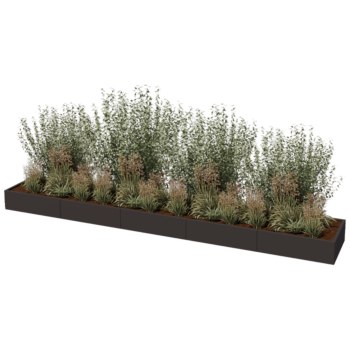 Stalowa donica XXL - Prostokątne - 500 x 80 x 40 cm - Inny kolor RAL - Z płytą dolną