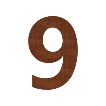 Numer domu ze stali corten 9 - 33,2 x 50 cm