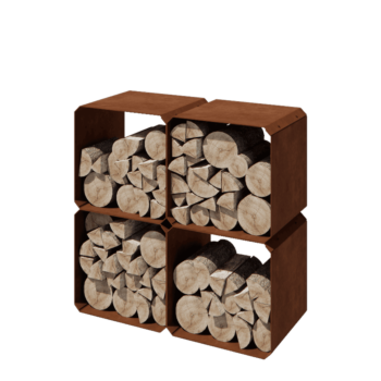 Drewutnia ze stali corten - Colorado 4 sztuki - 40 x 40 x 40 cm