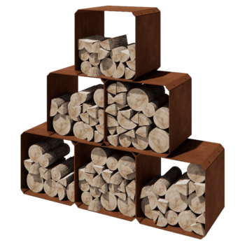 Drewutnia ze stali corten - Colorado 6 sztuki - 40 x 40 x 40 cm