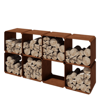 Drewutnia ze stali corten - Colorado 8 sztuki - 40 x 40 x 40 cm