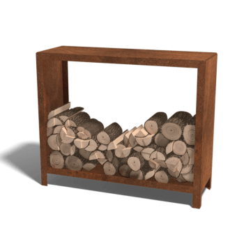 Schowek na drewno ze stali corten Indiana 100 x 120 x 40 cm
