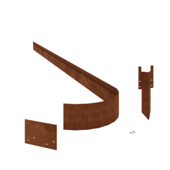 Obrzeże trawnikowe ze stali corten - Zagięte FLEX - Wysokość 13 cm - Kompletny zestaw 24 metr