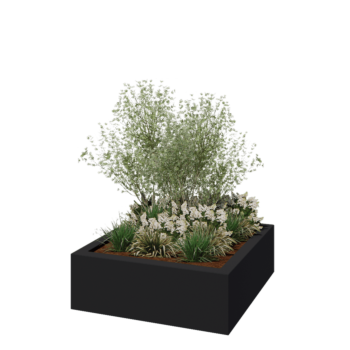 Donica poliestrowa - Kwadrat - 120 x 120 x 40 cm - RAL7021 matowy (czarny szary) - Z dnem