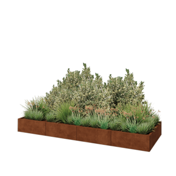 Donica XXL ze stali corten - Prostokątne - 320 x 100 x 30 cm - Bez płyty dolnej