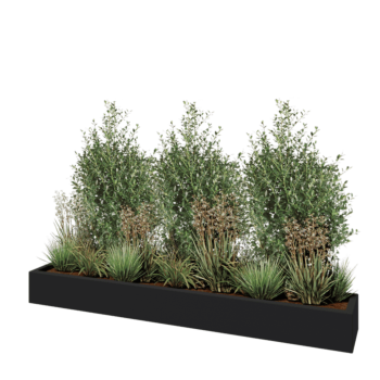 Donica poliestrowa - Prostokąt - 200 x 30 x 20 cm - RAL7021 matowy (czarny szary) - Z dnem