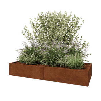 Donica XXL ze stali corten - Prostokątne - 200 x 80 x 30 cm - Z płytą dolną