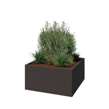 Stalowa donica - Kwadratowe - 100 x 100 x 50 cm - RAL7016 matowy (szary antracyt) - Bez płyty dolnej