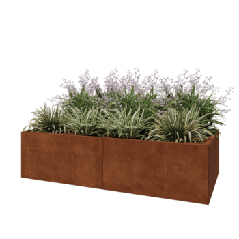 Donica XXL ze stali corten - Prostokątne - 200 x 100 x 50 cm - Z płytą dolną