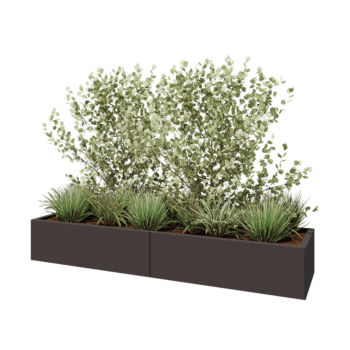 Stalowa donica XXL - Prostokątne - 200 x 50 x 30 cm - RAL7016 matowy (szary antracyt) - Bez płyty dolnej