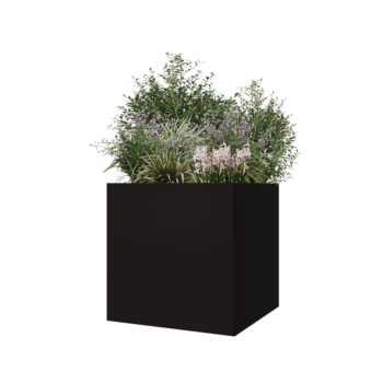 Stalowa donica - Kwadratowe - 70 x 70 x 70 cm - RAL9005 matowy (czarny) - Bez płyty dolnej