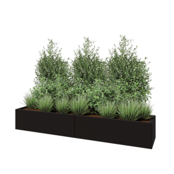 Stalowa donica XXL - Prostokątne - 200 x 40 x 30 cm - RAL9005 matowy (czarny) - Bez płyty dolnej