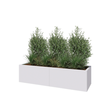 Stalowa donica XXL - Prostokątne - 160 x 50 x 40 cm - RAL9010 matowy (biały) - Bez płyty dolnej