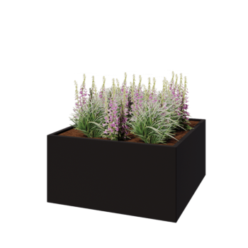 Stalowa donica - Kwadratowe - 120 x 120 x 60 cm - RAL9005 matowy (czarny) - Bez płyty dolnej