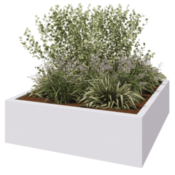 Donica poliestrowa - Kwadrat - 200 x 200 x 60 cm - RAL9010 matowy (biały) - Z dnem