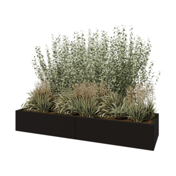 Stalowa donica XXL - Prostokątne - 200 x 60 x 30 cm - RAL9005 matowy (czarny) - Bez płyty dolnej