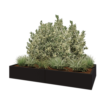 Stalowa donica XXL - Prostokątne - 200 x 100 x 30 cm - RAL9005 matowy (czarny) - Z płytą dolną